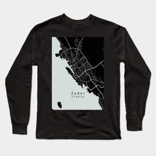 Zadar Coratia City Map dark Long Sleeve T-Shirt